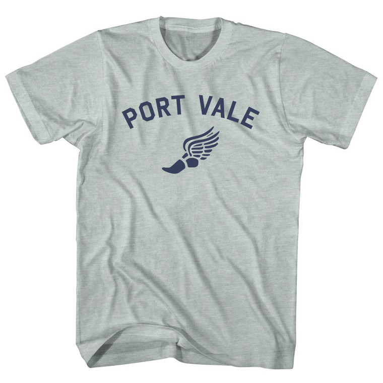 Port Vale Running Track Winged Foot Adult Tri-Blend T-shirt - Athletic Cool Grey