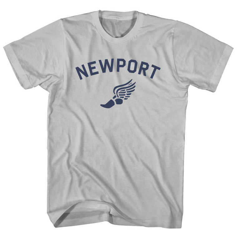 Newport Running Track Winged Foot Adult Cotton T-shirt - Cool Grey