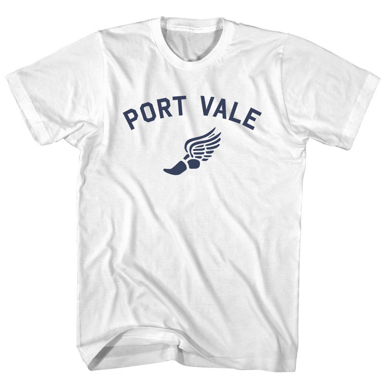 Port Vale Running Track Winged Foot Youth Cotton T-shirt - White