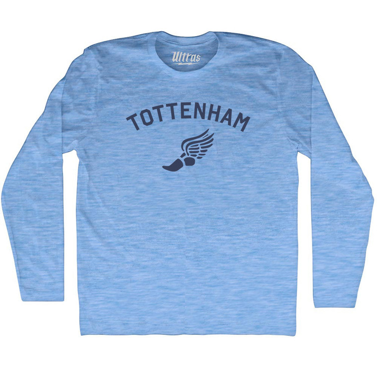 Tottenham Running Track Winged Foot Adult Tri-Blend Long Sleeve T-shirt - Athletic Blue