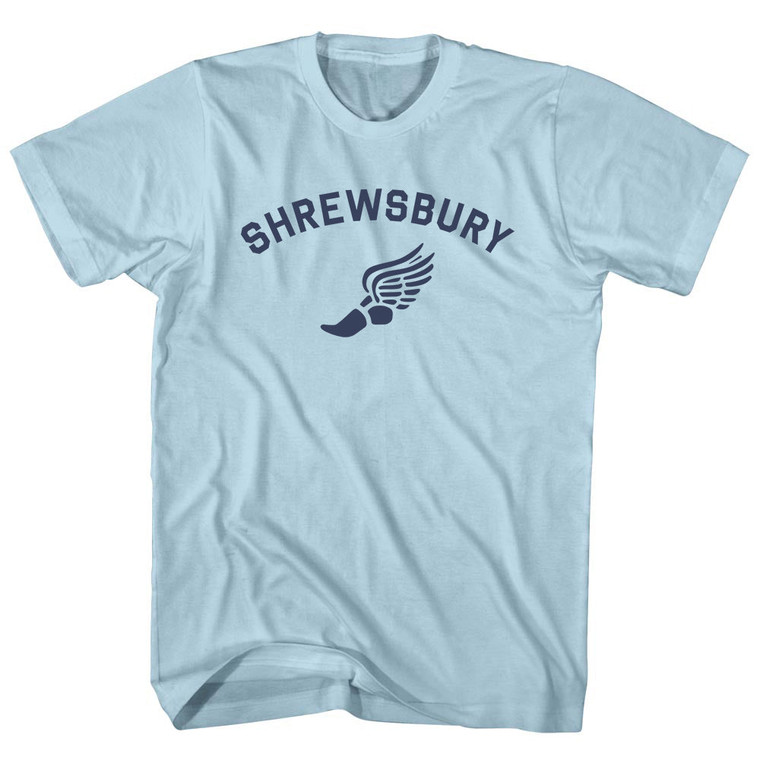 Shrewsbury Running Track Winged Foot Adult Cotton T-shirt - Light Blue