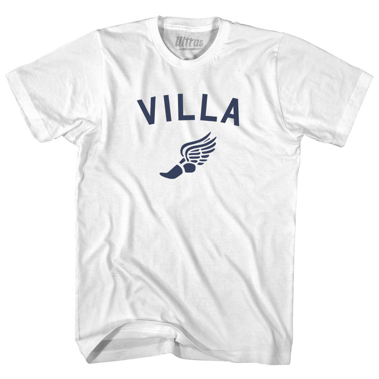 Villa Running Track Winged Foot Youth Cotton T-shirt - White