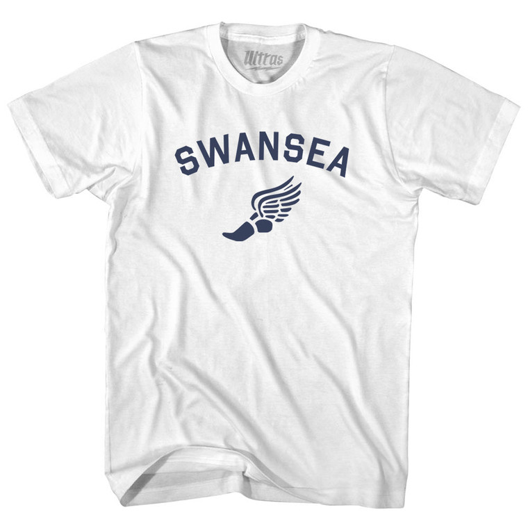 Swansea Running Track Winged Foot Adult Cotton T-shirt - White