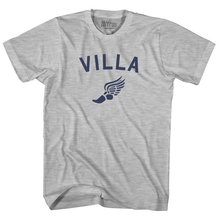 Villa Running Track Winged Foot Womens Cotton Junior Cut T-Shirt - Grey Heather