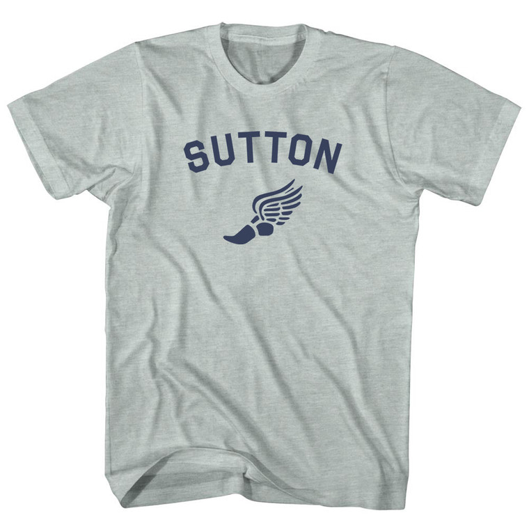Sutton Running Track Winged Foot Adult Tri-Blend T-shirt - Athletic Cool Grey