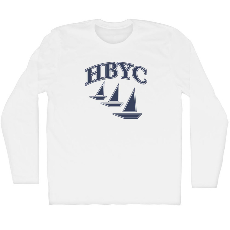 HBYC Hermosa Beach Yacht Club Adult Cotton Long Sleeve T-shirt - White