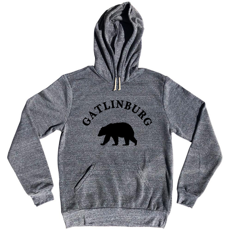 Gatlinburg Black Bear Tourist (Black Art) Tri-Blend Hoodie - Athletic Grey
