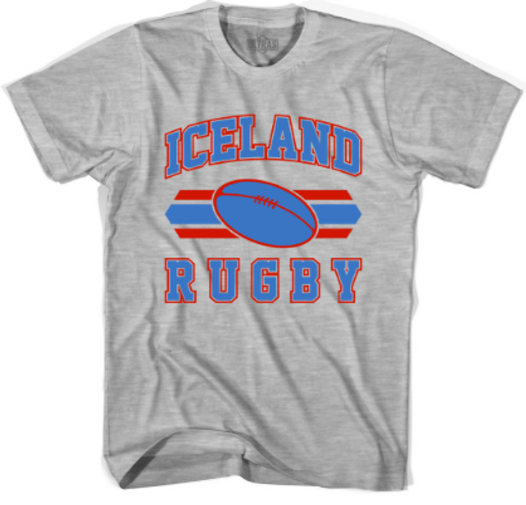 ADULT X-SMALL- ICELAND RUGBY- Heather Grey T-shirt- Final Sale Z8