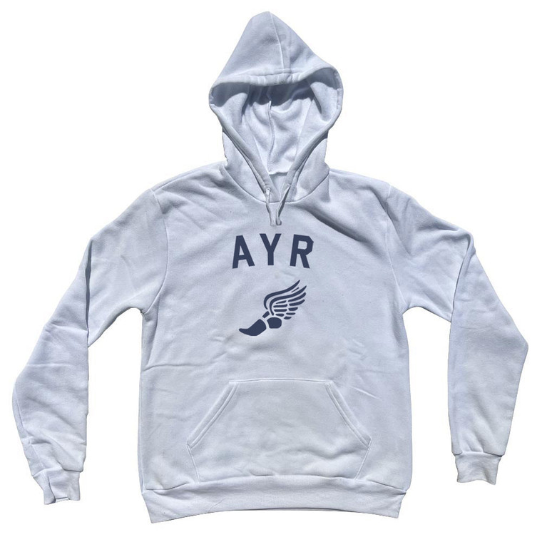 Ayr Running Track Winged Foot Adult Cotton Hoodie - White