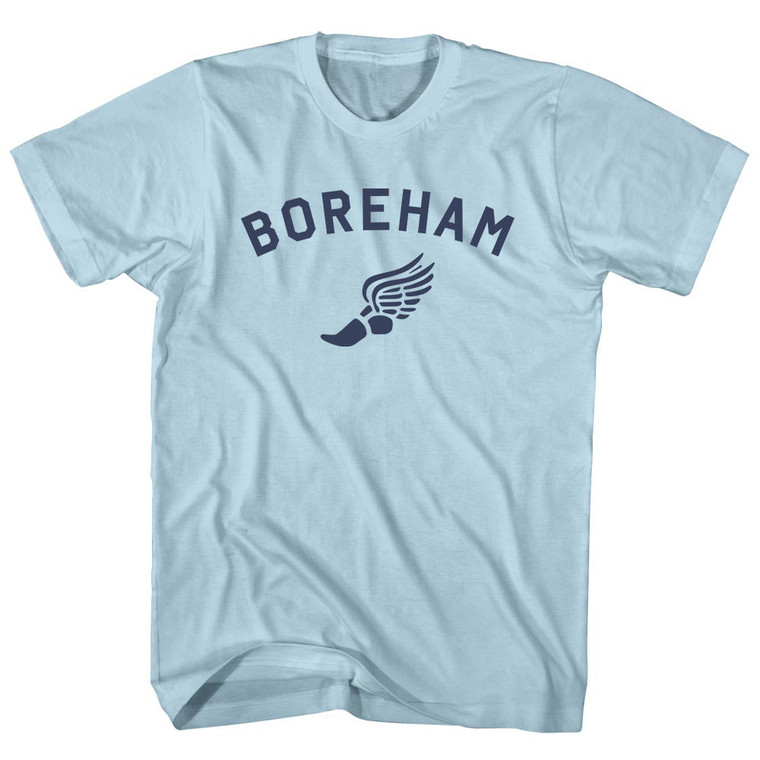 Boreham Running Track Winged Foot Adult Cotton T-shirt - Light Blue