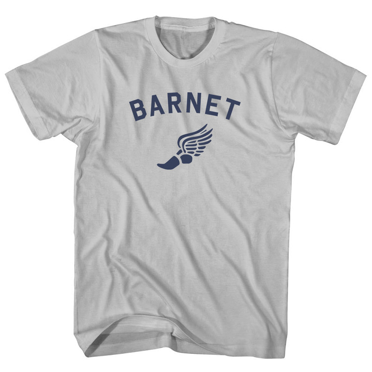 Barnet Running Track Winged Foot Adult Cotton T-shirt - Cool Grey
