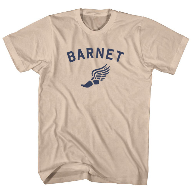 Barnet Running Track Winged Foot Adult Cotton T-shirt - Creme