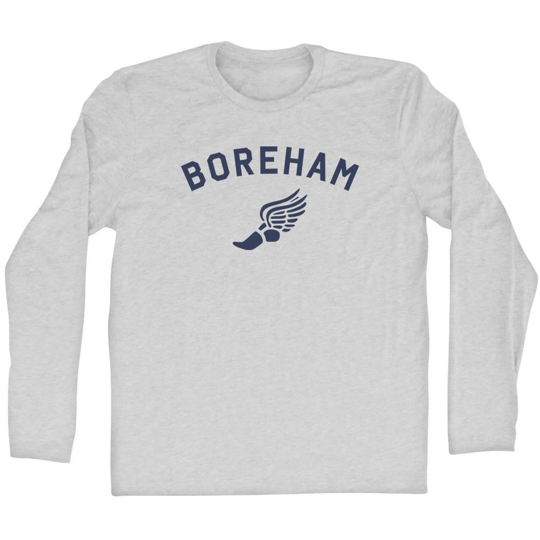 Boreham Running Track Winged Foot Adult Cotton Long Sleeve T-shirt - Grey Heather