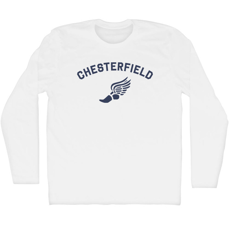 Chesterfield Running Track Winged Foot Adult Cotton Long Sleeve T-shirt - White