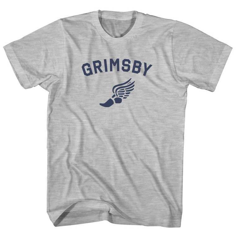 Grimsby Running Track Winged Foot Womens Cotton Junior Cut T-Shirt - Grey Heather