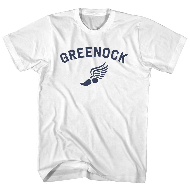 Greenock Running Track Winged Foot Womens Cotton Junior Cut T-Shirt - White
