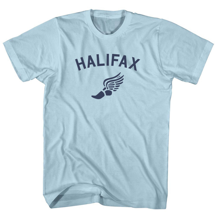 Halifax Running Track Winged Foot Adult Cotton T-shirt - Light Blue