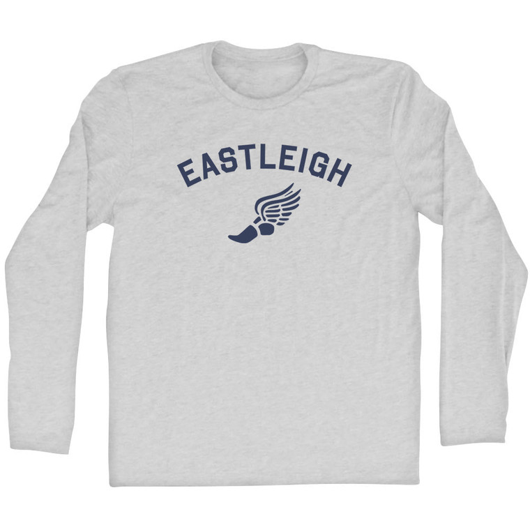 Eastleigh Running Track Winged Foot Adult Cotton Long Sleeve T-shirt - Grey Heather