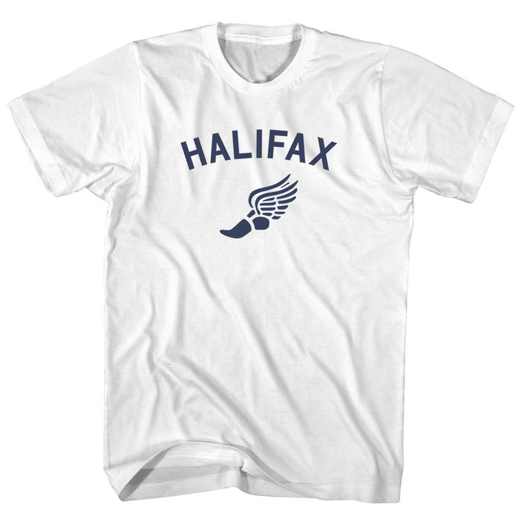 Halifax Running Track Winged Foot Womens Cotton Junior Cut T-Shirt - White