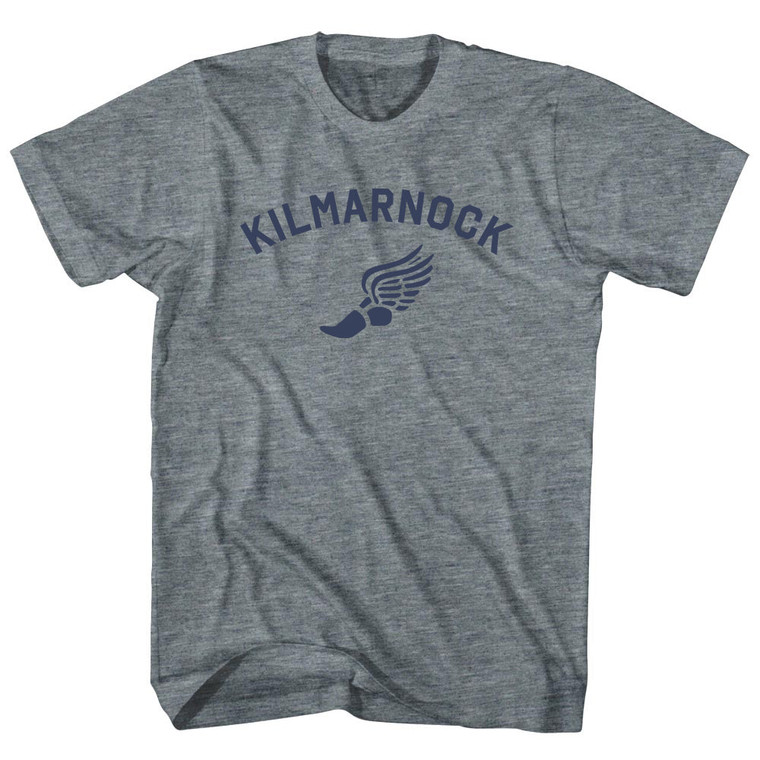 Kilmarnock Running Track Winged Foot Womens Tri-Blend Junior Cut T-Shirt - Athletic Grey