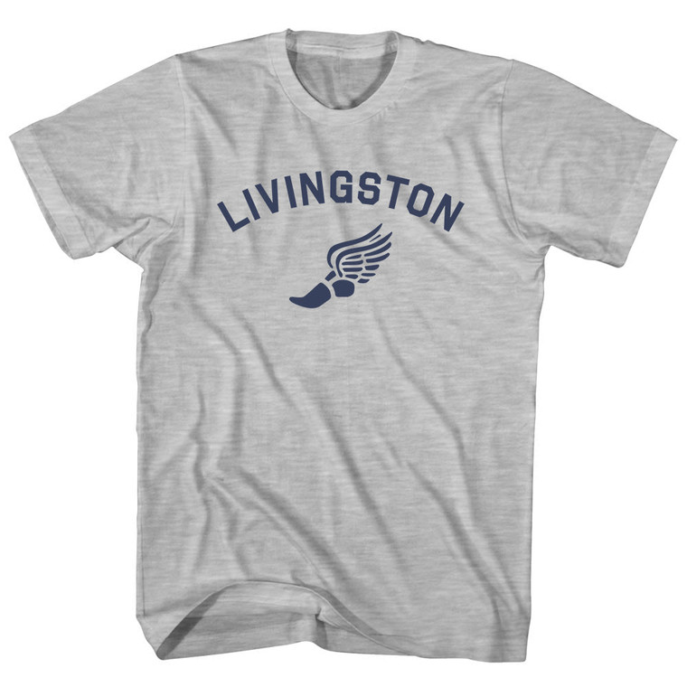 Livingston Running Track Winged Foot Womens Cotton Junior Cut T-Shirt - Grey Heather