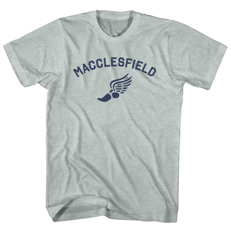 Macclesfield Running Track Winged Foot Adult Tri-Blend T-shirt - Athletic Cool Grey