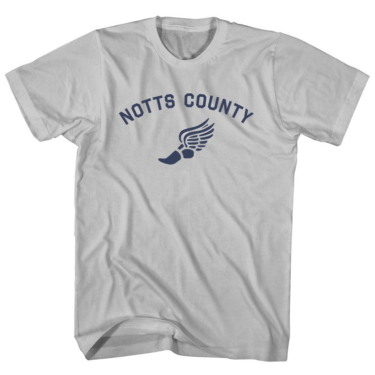 Notts County Running Track Winged Foot Adult Cotton T-shirt - Cool Grey
