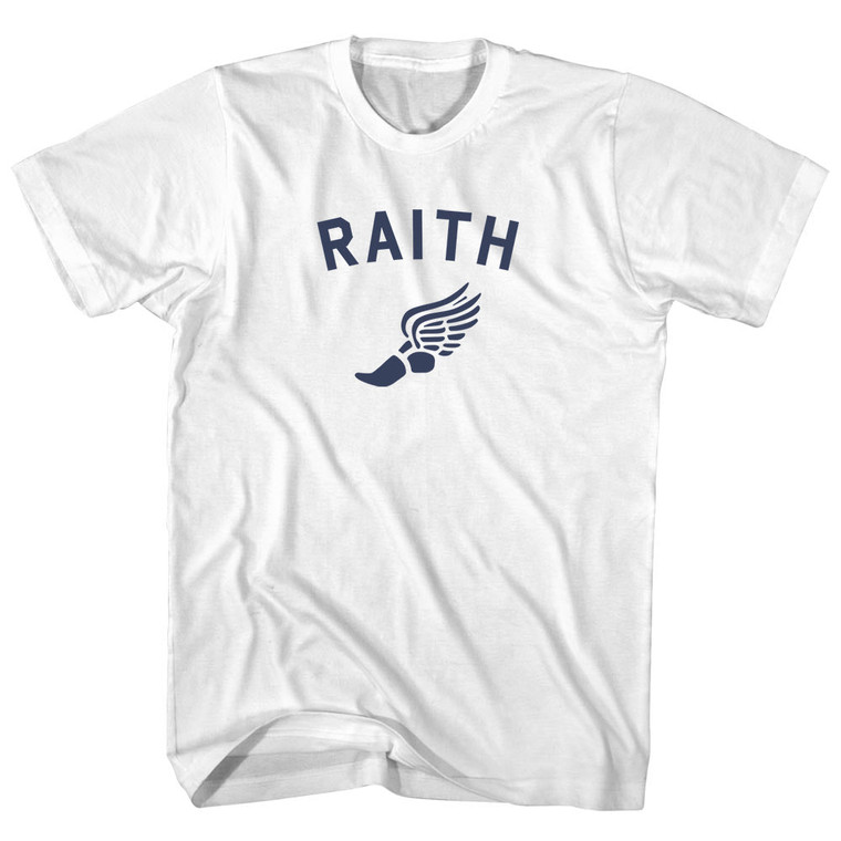 Raith Running Track Winged Foot Adult Cotton T-shirt - White
