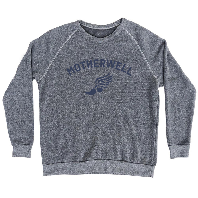 Motherwell Running Track Winged Foot Adult Tri-Blend Sweatshirt - Athletic Grey