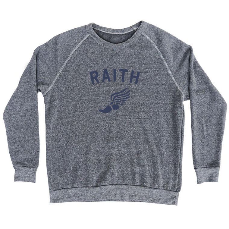 Raith Running Track Winged Foot Adult Tri-Blend Sweatshirt - Athletic Grey