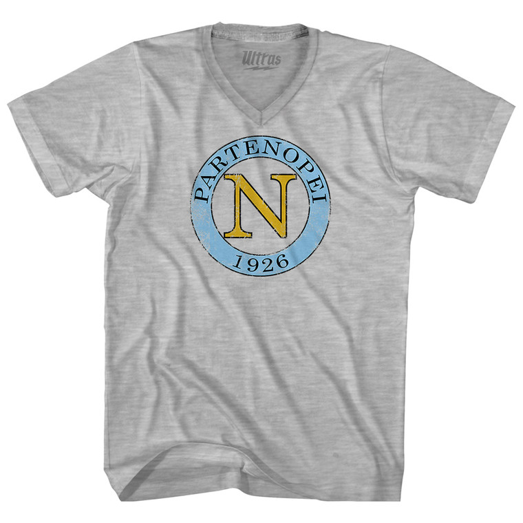 Napoli N Crest 1926 Soccer Adult Cotton V-neck T-shirt - Grey Heather