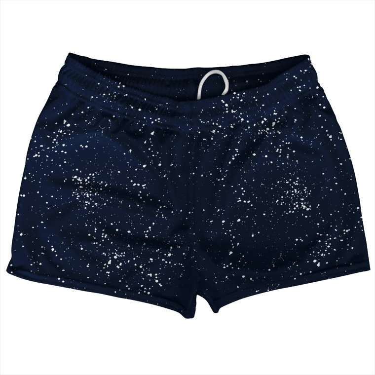 Super Fly Pattern Blue Navy and White Shorty Short Gym Shorts 2.5" Inseam Made In USA - Blue Navy and White