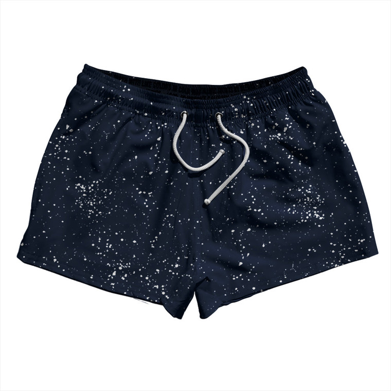 Super Fly Pattern Blue Navy and White 2.5" Swim Shorts Made in USA - Blue Navy and White