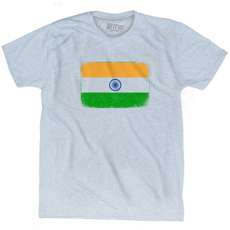 India Country Flag Adult Tri-Blend T-shirt - Athletic White