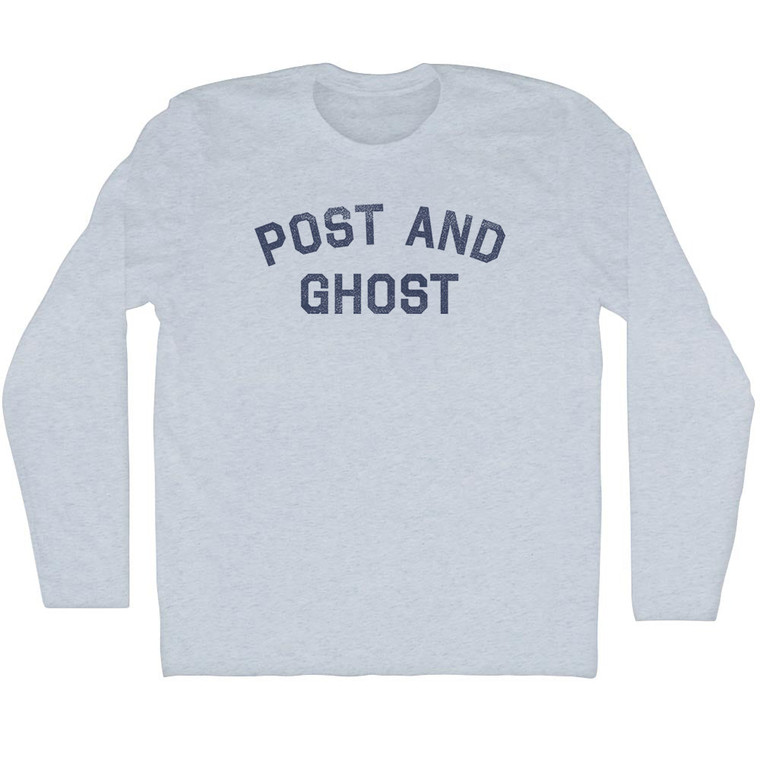 Post And Ghost Adult Tri-Blend Long Sleeve T-shirt - Athletic White