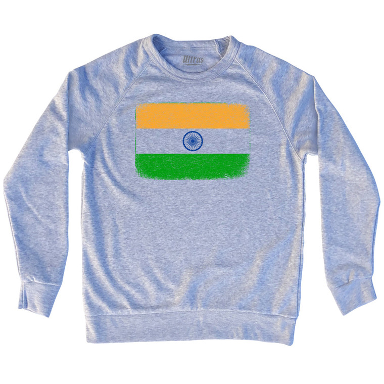 India Country Flag Adult Tri-Blend Sweatshirt - Heather Grey