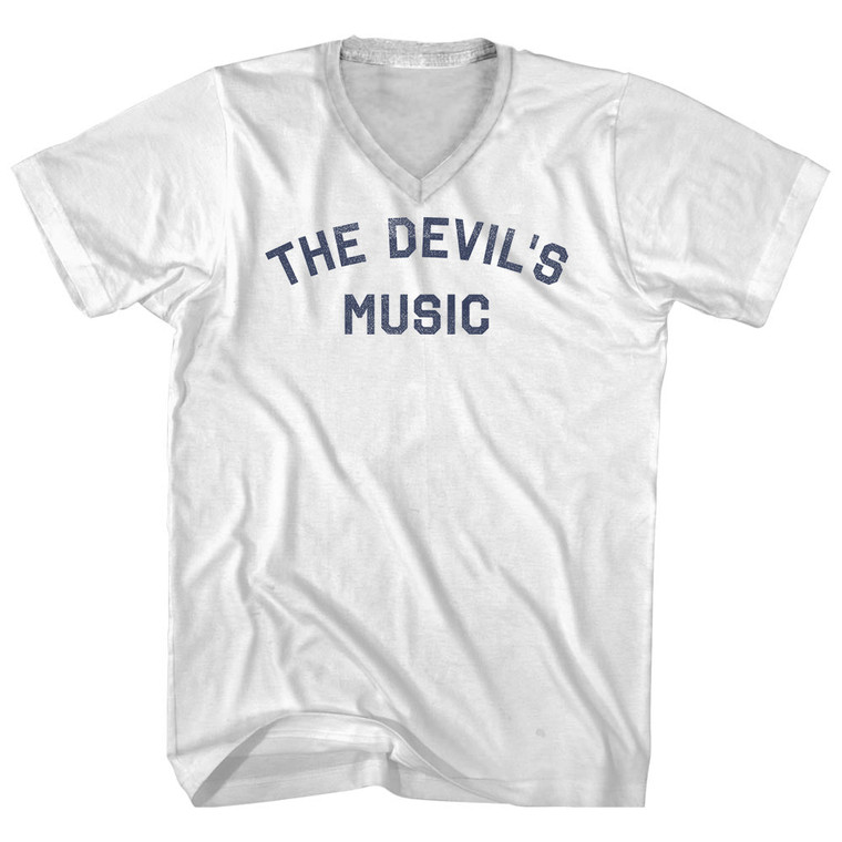 The Devil's Music Adult Cotton V-neck T-shirt - White