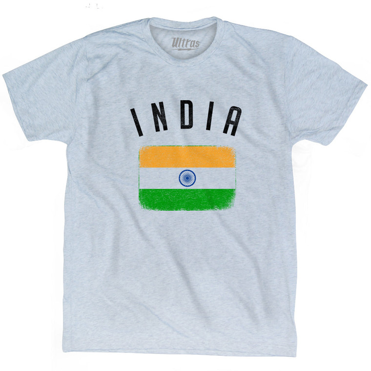 India Country Flag Heritage Adult Tri-Blend T-shirt - Athletic White