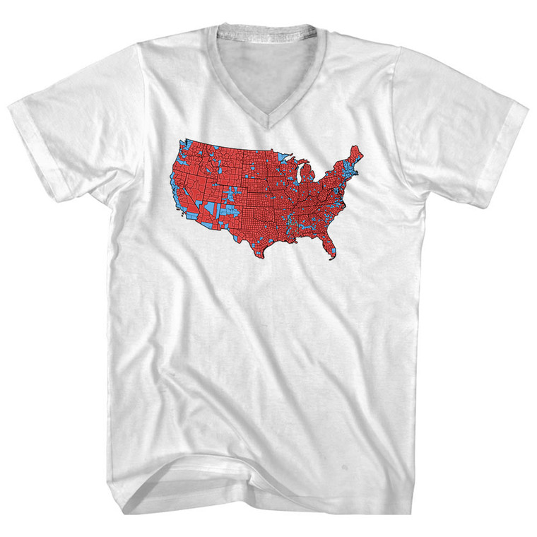 Election Map 2024 Adult Cotton V-neck T-shirt - White