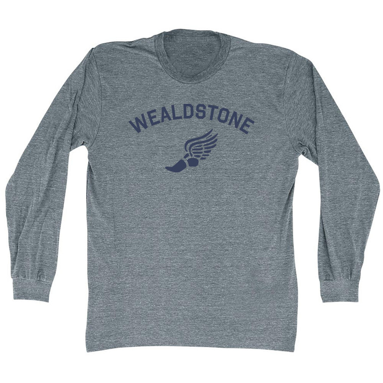 Wealdstone Running Track Winged Foot Adult Tri-Blend Long Sleeve T-shirt - Athletic Grey