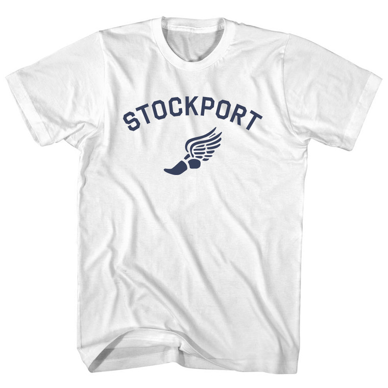Stockport Running Track Winged Foot Adult Cotton T-shirt - White