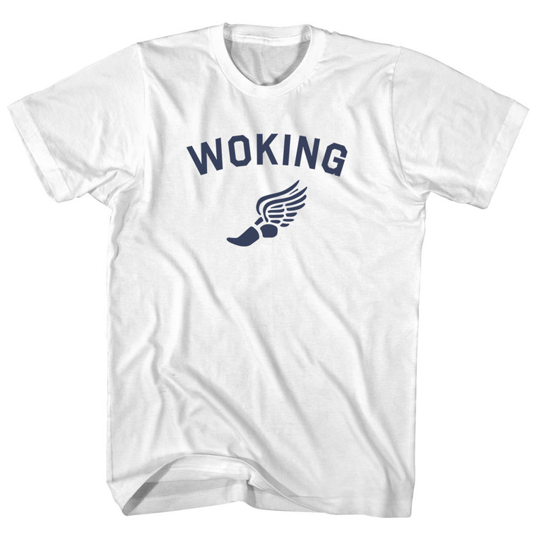 Woking Running Track Winged Foot Womens Cotton Junior Cut T-Shirt - White