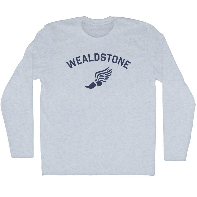 Wealdstone Running Track Winged Foot Adult Tri-Blend Long Sleeve T-shirt - Athletic White