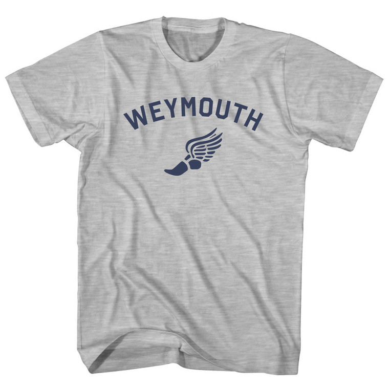 Weymouth Running Track Winged Foot Adult Cotton T-shirt - Grey Heather