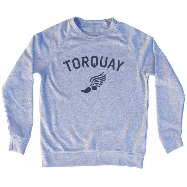 Torquay Running Track Winged Foot Adult Tri-Blend Sweatshirt - Grey Heather