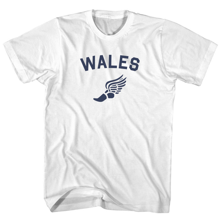 Wales Running Track Winged Foot Youth Cotton T-shirt - White