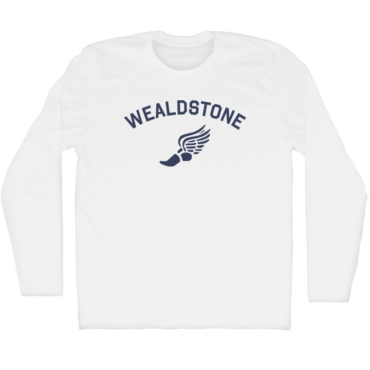 Wealdstone Running Track Winged Foot Adult Cotton Long Sleeve T-shirt - White