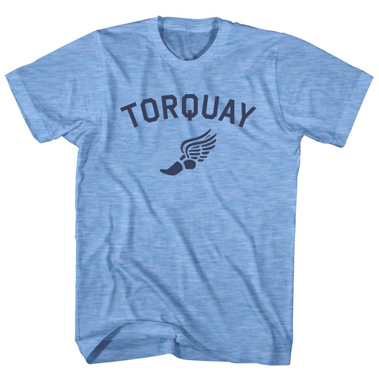 Torquay Running Track Winged Foot Adult Tri-Blend T-shirt - Athletic Blue