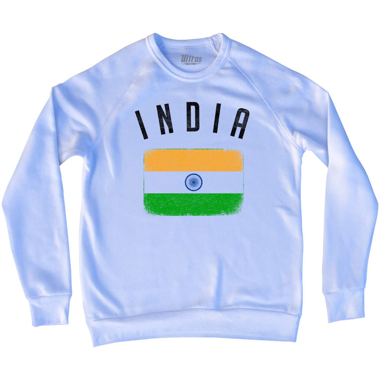 India Country Flag Heritage Adult Tri-Blend Sweatshirt - White