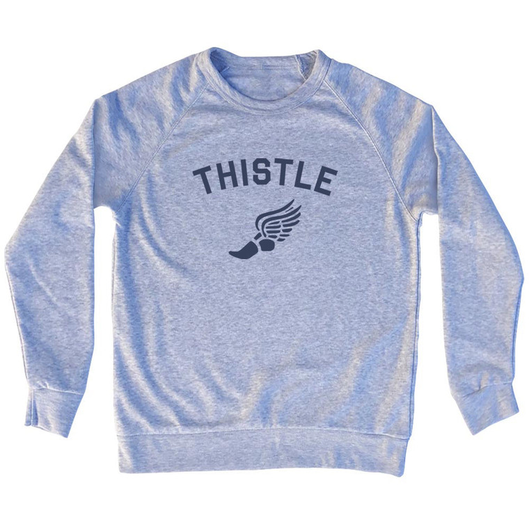 Thistle Running Track Winged Foot Adult Tri-Blend Sweatshirt - Grey Heather
